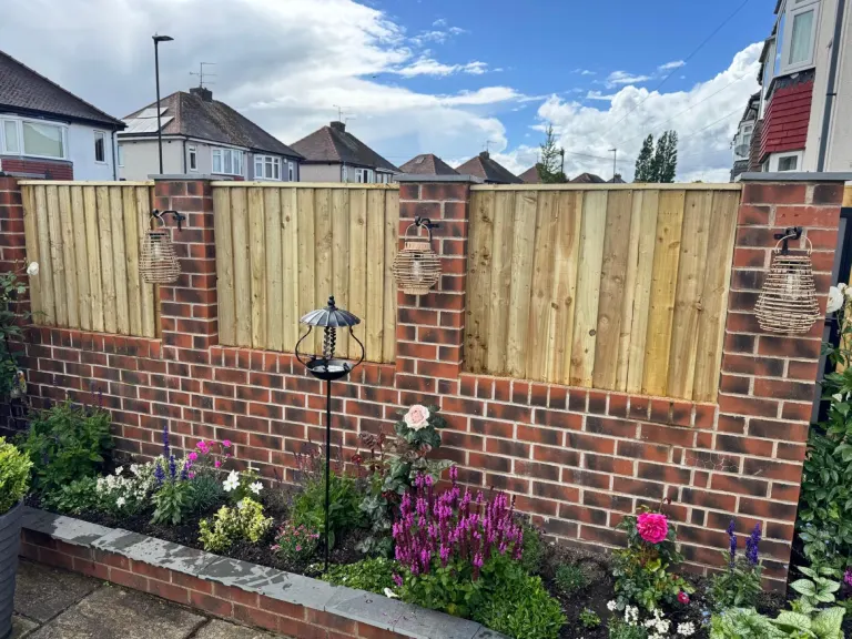 Fence Panels Fitted Between Brick Pillars by Sheffield Fencing