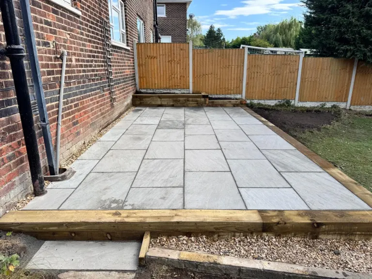 New Patio & Closeboard Fence by Sheffield Fencing